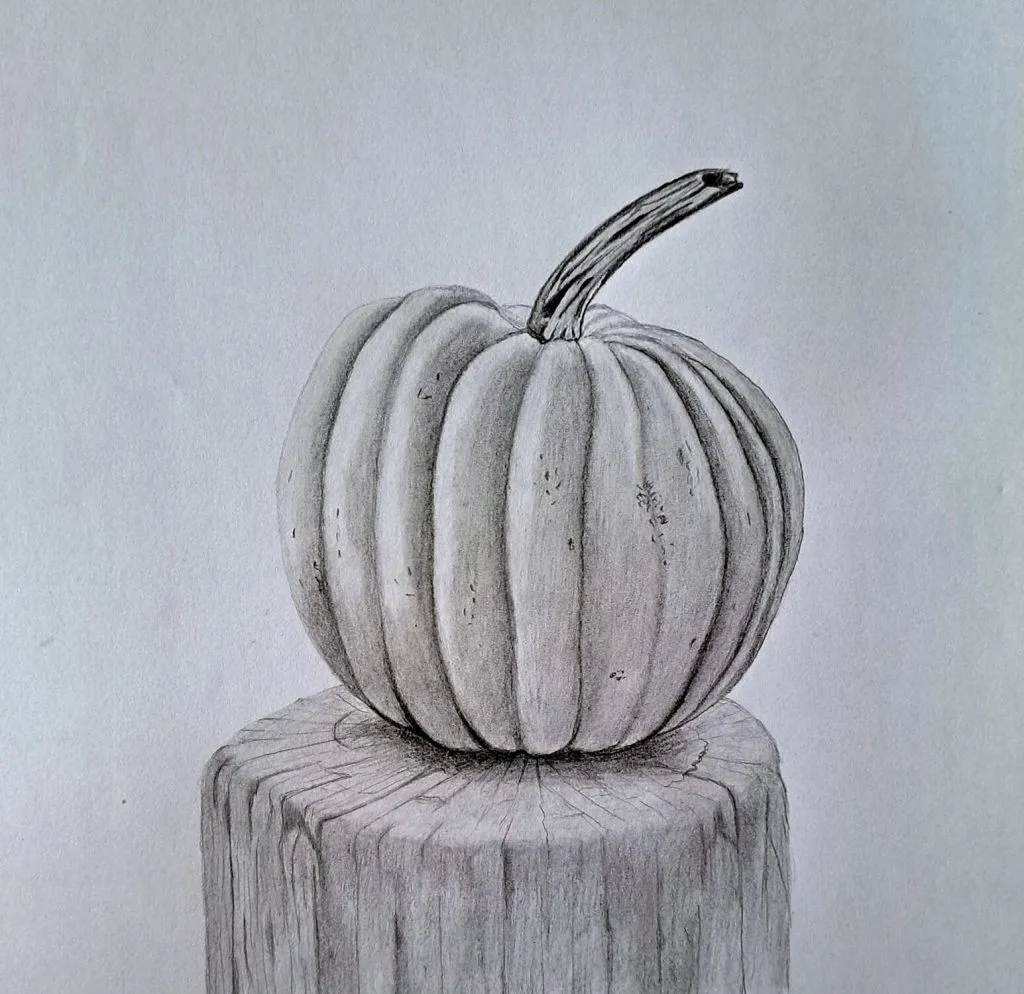 final realistic drawing of a pumpkin