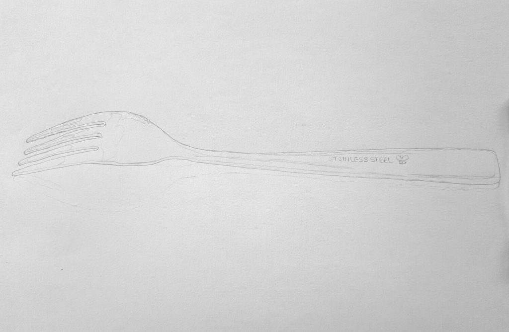 2. Detailed refined sketch of a fork