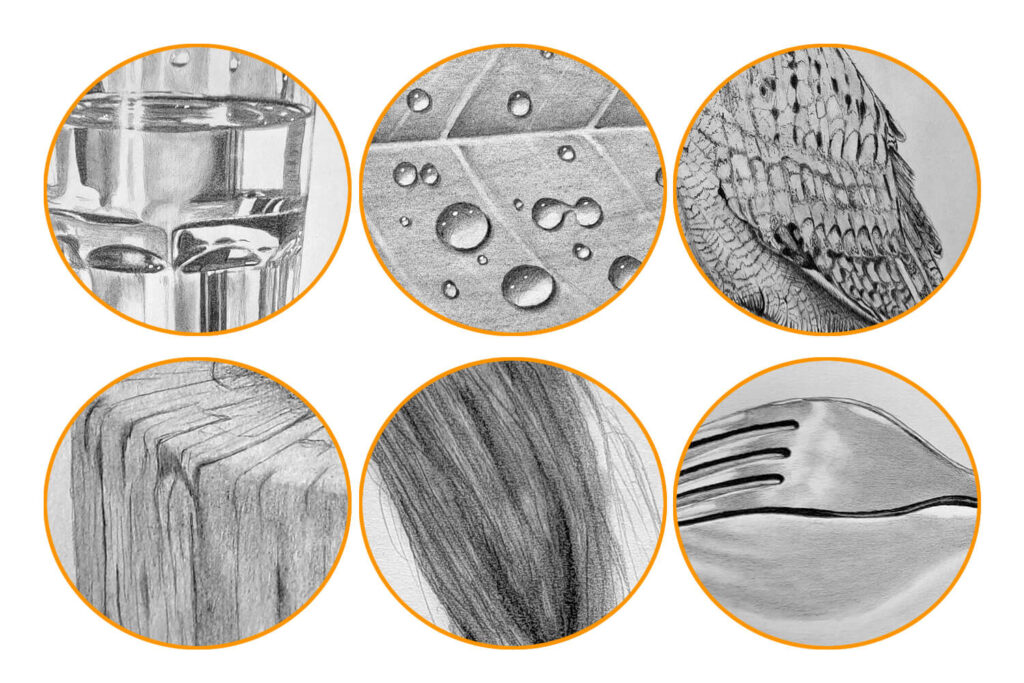 Drawing Texture Featuring Glass, Water, Feathers, Hair, Wood, and Metal - Featured