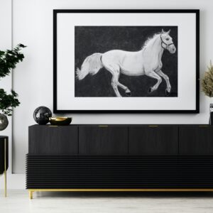 Realistic Pencil and Charcoal Horse Portrait – Monochrome Printable Wall Art