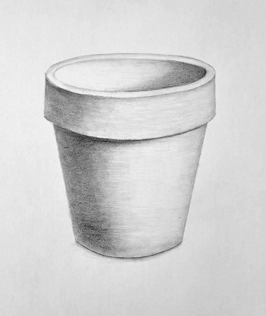 Drawing and shading a clay pot