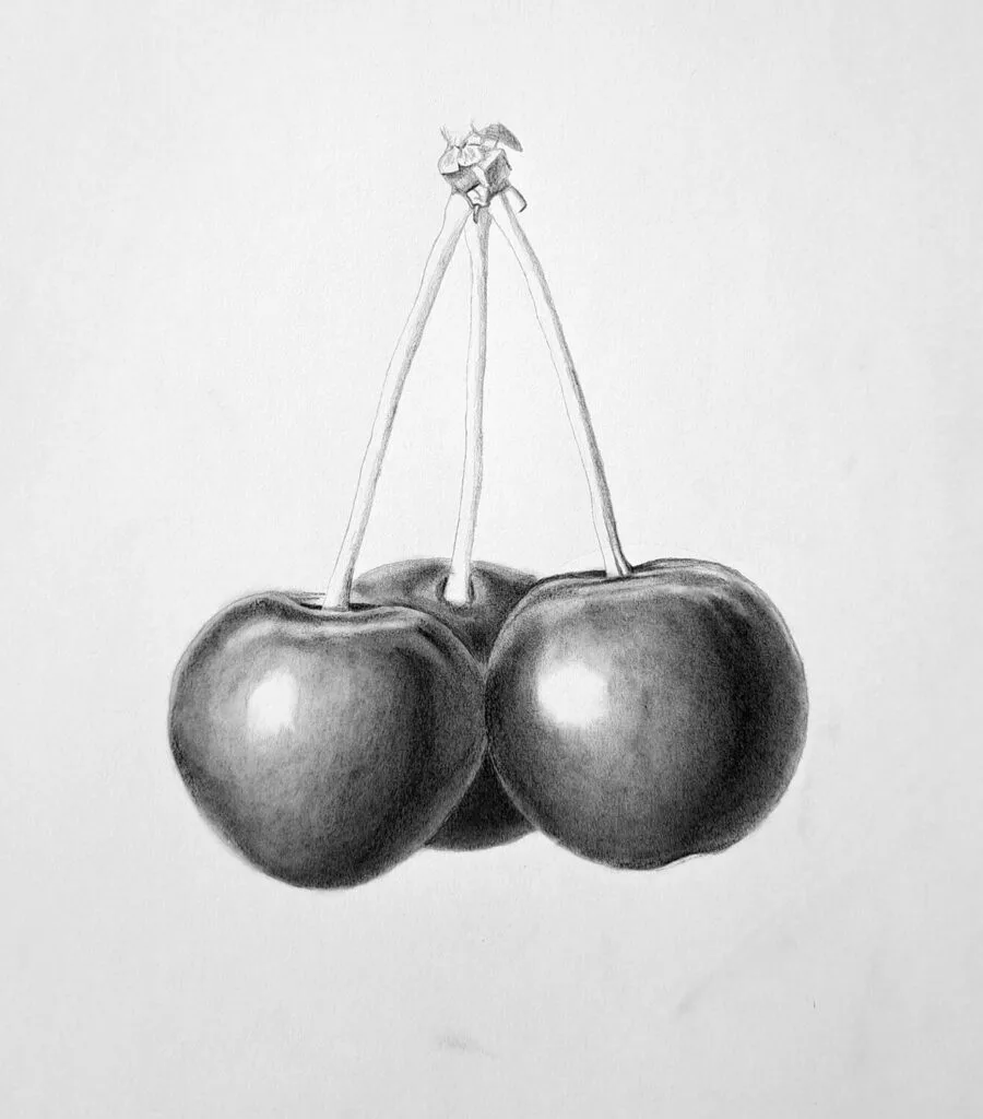 7. Shading the stems of the cherries