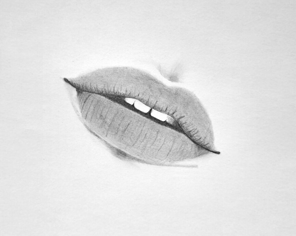 7. Shading the initial details on the lips