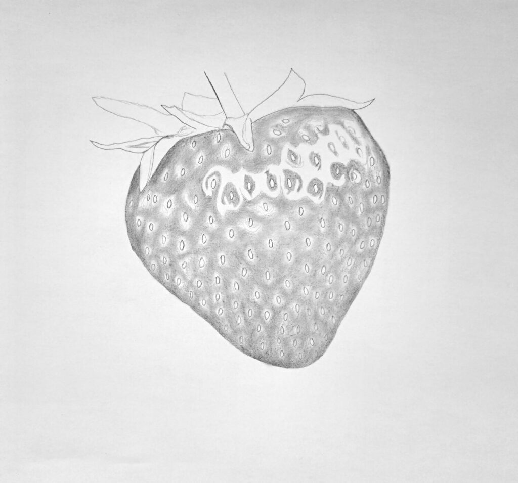 4. Shading the strawberry - first layer