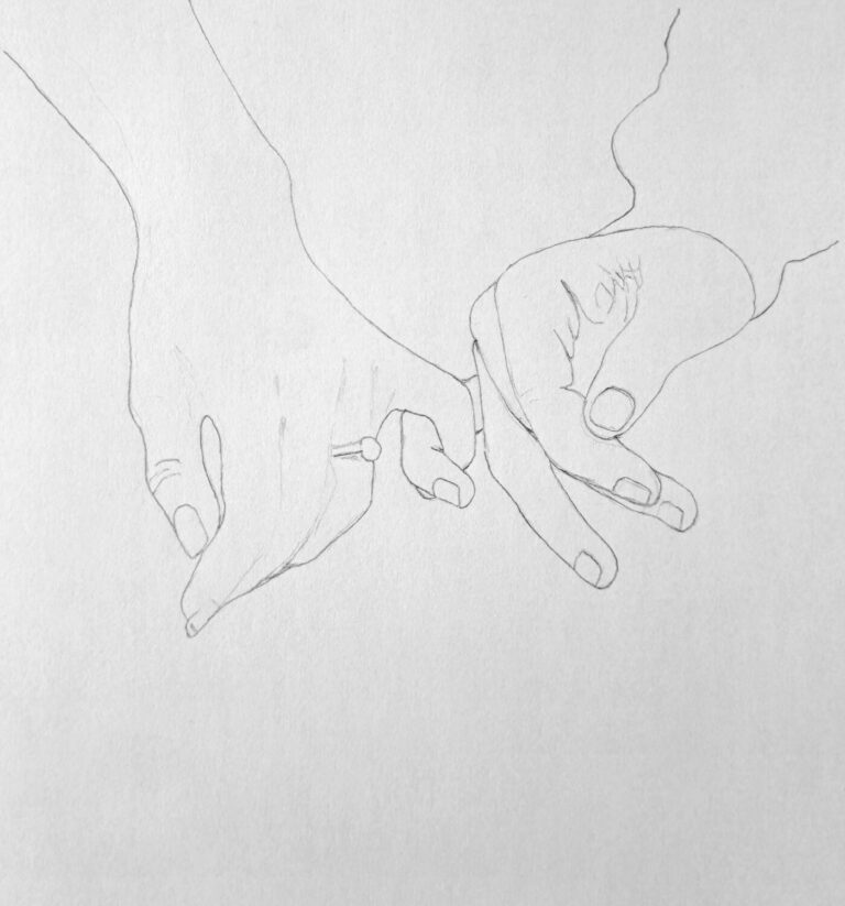 Realistic Pencil Drawing of Holding Hands (Pinky Finger Edition) | Muus Art