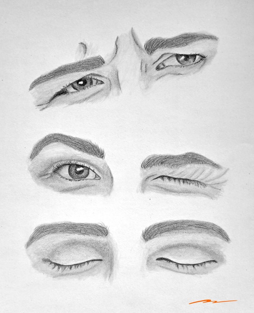 Confused, Playful, Calm eye drawing graphic