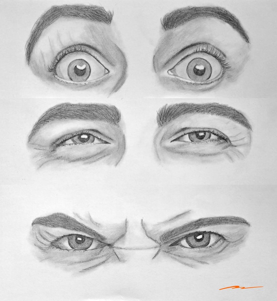 Surprised, Happy, Angry Pencil Drawing Graphic